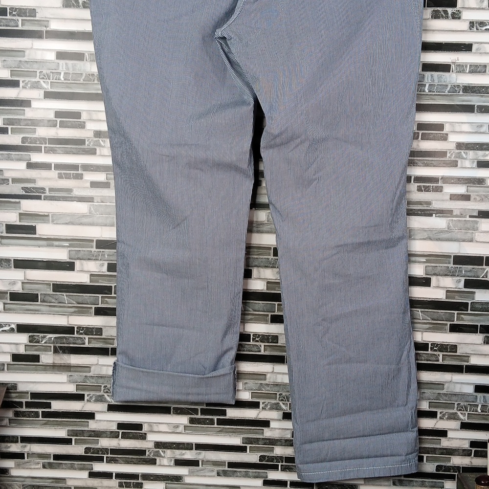 Tommy Hilfiger Womens 12 Blue Pin Striped Chinos Straight Legged Pants - Picture 8 of 10